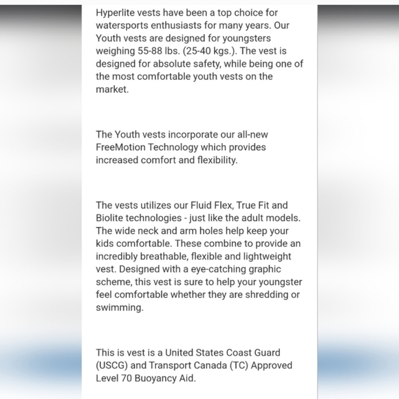 Hyperlite youth Life Vest Kids Large 55lbs to 88 lbs camouflage - Picture 7 of 8